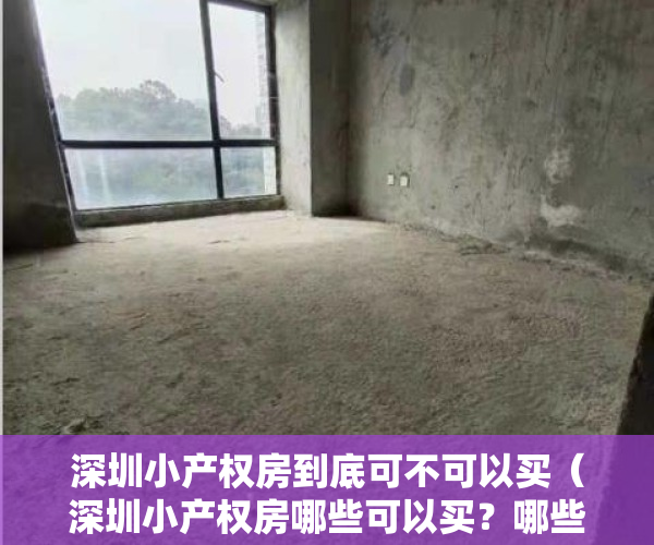 深圳小产权房到底可不可以买（深圳小产权房哪些可以买？哪些不能碰？）