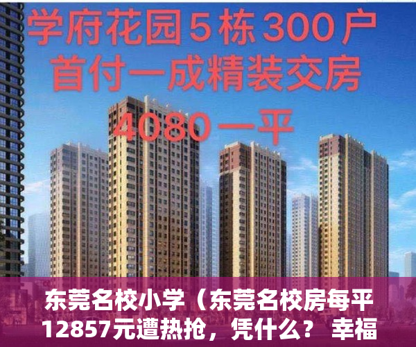 东莞名校小学（东莞名校房每平12857元遭热抢，凭什么？ 幸福里有好房）