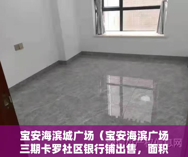 宝安海滨城广场（宝安海滨广场三期卡罗社区银行铺出售，面积65平，租金12000元月，出售价格490万各付，卖方税费48万，买方税费10万 资深圳商铺投资）