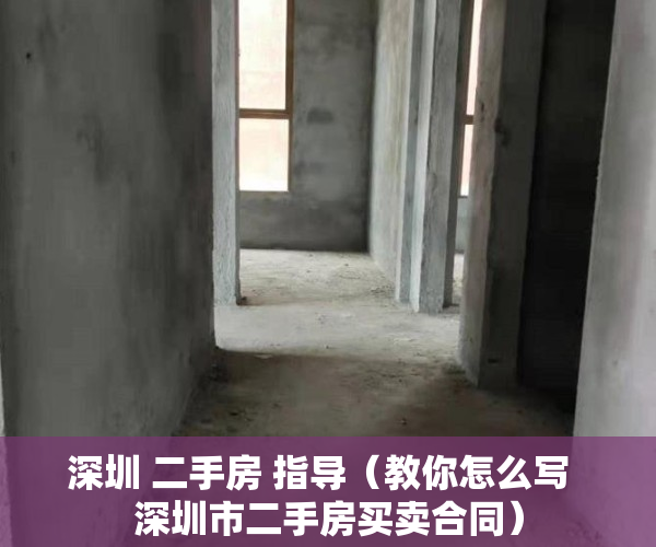 深圳 二手房 指导（教你怎么写  深圳市二手房买卖合同）