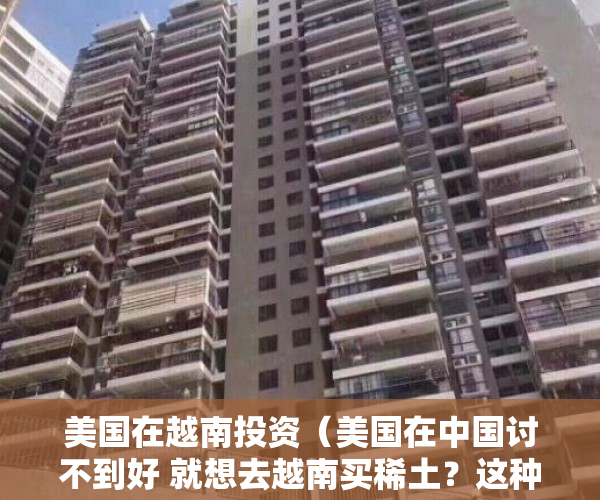 美国在越南投资（美国在中国讨不到好 就想去越南买稀土？这种想法太简单！）
