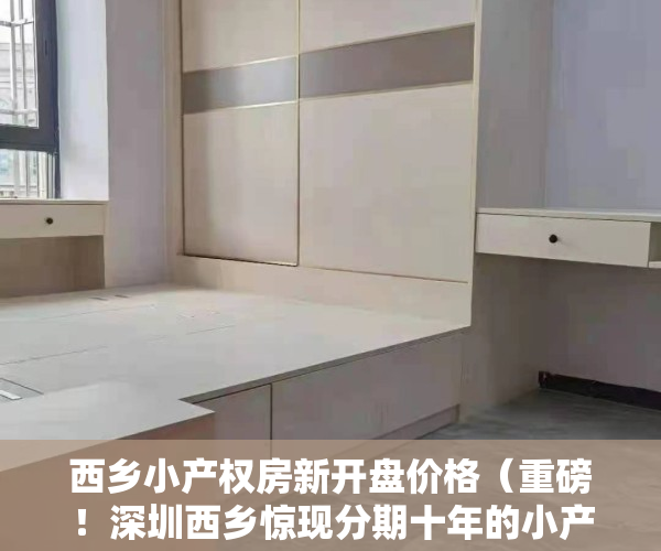 西乡小产权房新开盘价格（重磅！深圳西乡惊现分期十年的小产权房，月供可比租金贵！）