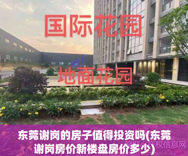东莞谢岗的房子值得投资吗(东莞谢岗房价新楼盘房价多少)