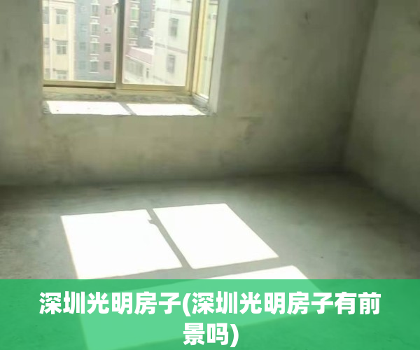 深圳光明房子(深圳光明房子有前景吗)